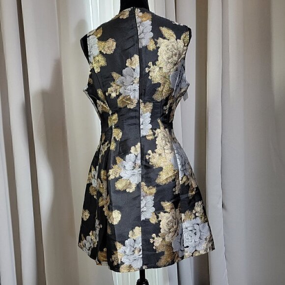 AX Paris Black and Gold Floral Midi Dress - Picture 3 of 10